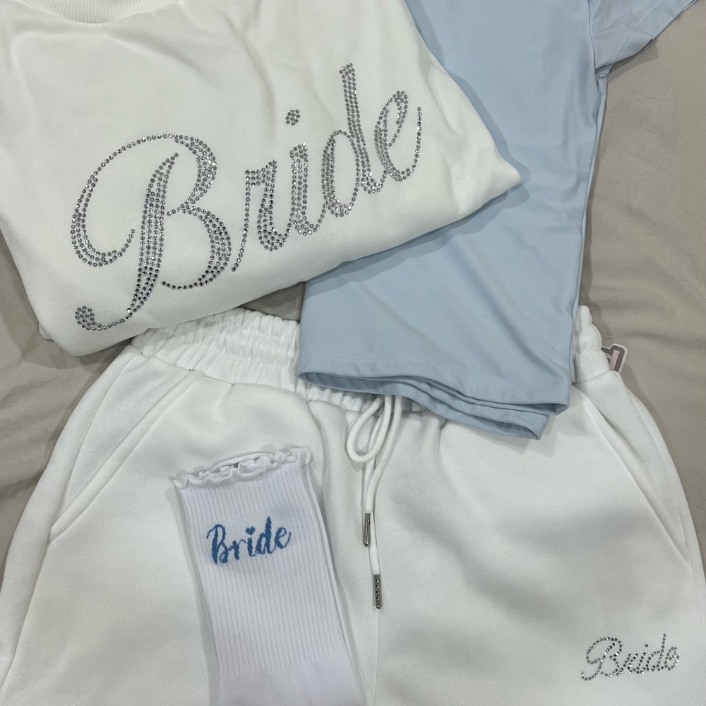 White and Blue Bride Lounge Set